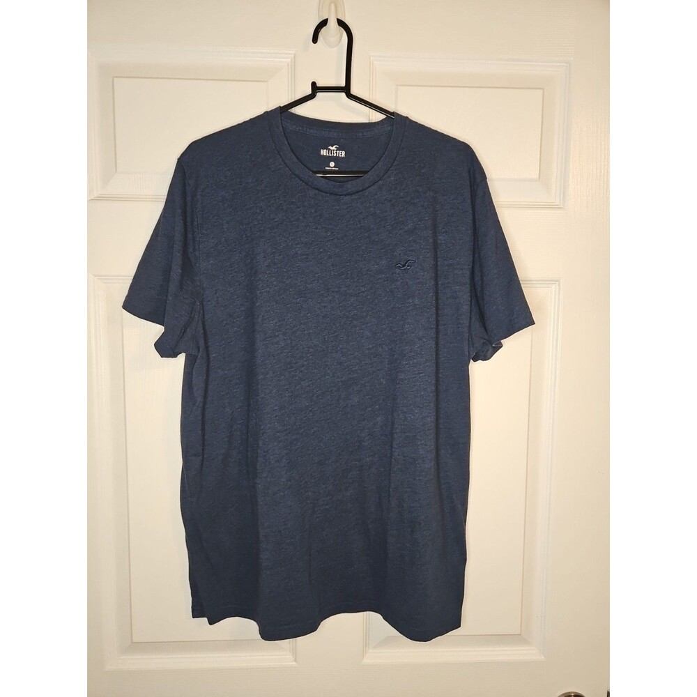 Hollister Blue Short Sleeve T-Shirt Mens XL 100% Cotton Embroidered Logo Crew
